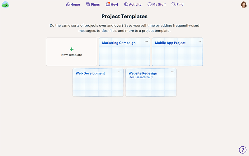 project templates in a project management software